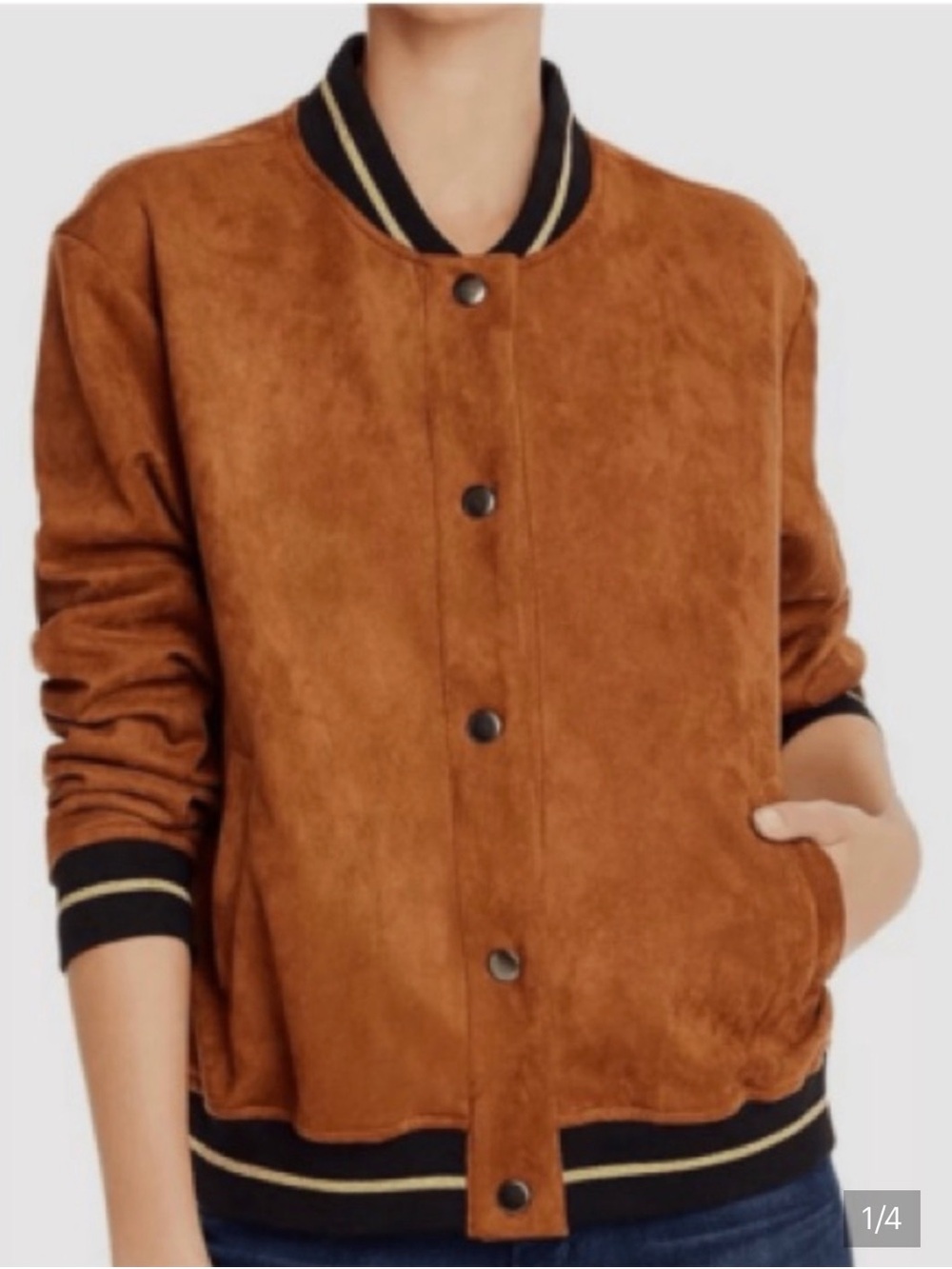 AQUA Faux Suede Bomber Jacket